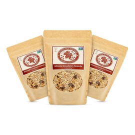 Maple Nut Kitchen Almond Cranberry Granola - Gluten-Free & Vegan | Hearty Blend with Oats, Almonds, and Cranberries | 3-Pack