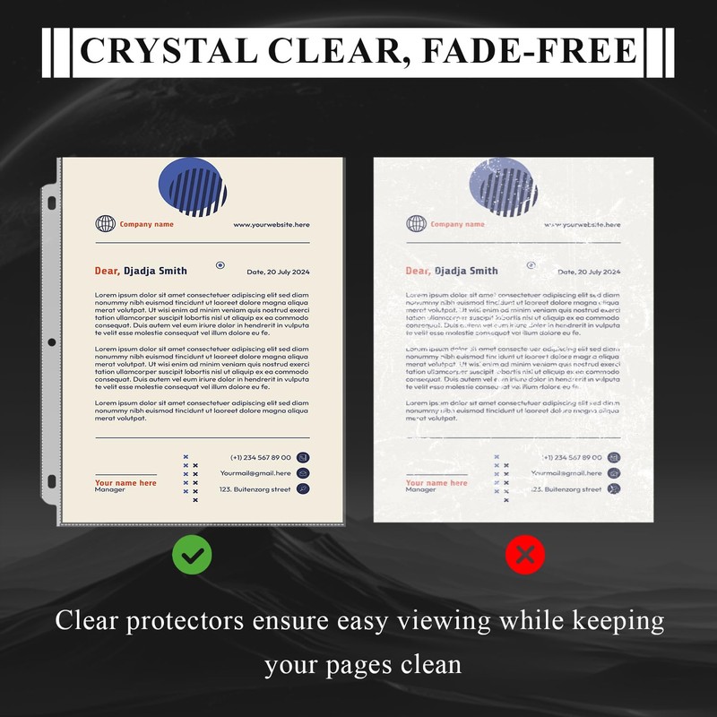 Page Protectors for 3 Ring Binder, Sheet Protectors 8.5 x