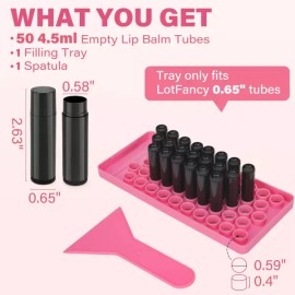 Sangpumsangseseromchamjo 충전 트레이와 주걱이 포함된 로트팬시 립밤 튜브 키트 50개 4.5ml 블랙 용기 BPA 프리 및 누수 없음 Roth pansy lip balm tube kit with 50 pieces, 4.5ml black container, includes charging tray and spatula, BPA free and leak-proof
