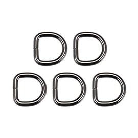 sourcing map Pack of 5 Metal D-Ring 0.8 Inch (20 mm) D-Rings Buckle for Hardware Bags Belt Craft DIY Accessories Black, Sub-black