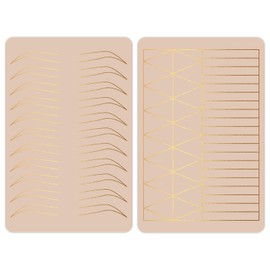 Guapa 2pcs Silicone Permanent Makeup Practice Skin Dual-Sided Brows Lips Brushing Tiny Tattoo Practice Skin with Design (Pink Golden Outlines)