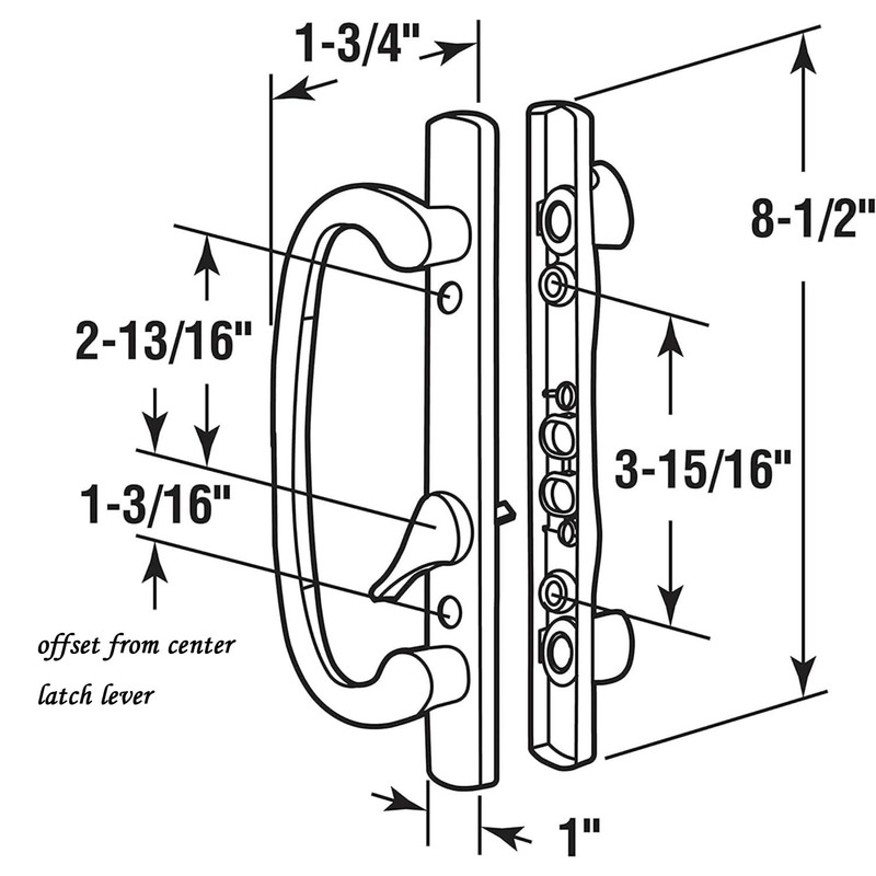 Teilmix Keyed Sliding Patio Door Handle Replacement for 3-15/16" Hole