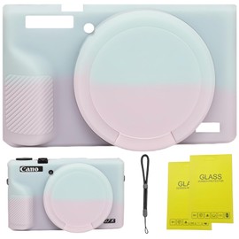 SZHSYJY - Funda para cámara digital Canon Powershot G7 X Mark III, funda de silicona suave para cámara réflex digital Canon Powershot G7X Mark III, viene con 2 protectores de visualización y 1 correa