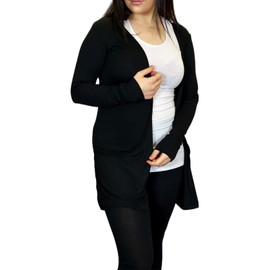 LUXE DIVA Ladies Long Sleeve Pocket Cardigan Womens Top Sizes 8-26 Black