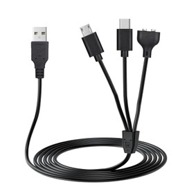 3-in-1 Dog Training Collar Charger Replacement for Delupet, NVK, UKE, Yawpet, Jugbow, JSCLYAN, Type-C, Micro USB, and Magnetic Charging Cable Power Cord for Delupet NVK Dog Shock Bark Collars, Black