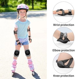 Besketo Kids Guard, 3 in 1 Protective Gear Set for Kids 3-15 Years Boys Girls, Adjustable Knee Pads, Elbow Pads, Wrist Guards for Skateboard Roller Skating Skiing Rollerblading Biking Scooter - Small