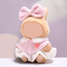 QIUTIMIY 17 CM Doll Clothes Set White Skirt + Pink Cloak + Pink Bow Hair Charm, Stylish Cute Outfit Dress-Up Clothes for Doll Accessories(LBB Clothes 1)