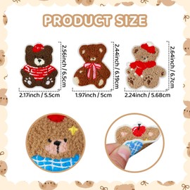 Ktxaby 16 Pcs Bear Iron On Patches for Hats,Cute Embroidered Bear Appliqué Set, Small Sew On Patches for Clothing Repair, DIY Embroidery Patches for Jackets Jeans Bags Accessories