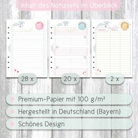 SinnWunder® 50 Sheets Planner Note Set - With Note Pages, Addresses and Password Lists for 6 Ring Binder A5 Size