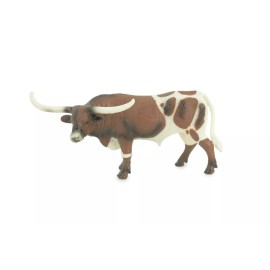 Collectible Wildlife Gifts Texas Longhorn Bull Toy, Realistic Hand Painted Rubber Model Cow, 6" CH783 BB185