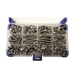 AHC K-10058 650 Piece Stainless Steel Hex Setscrews with Nuts and Washers, M5 5mm