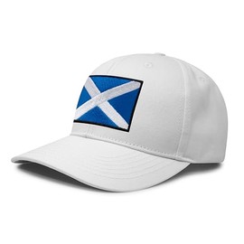 International Tie Scottish Flag Hat for Men and Women – Snapback Trucker Baseball Cap (All White)