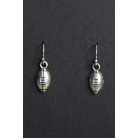 "Handmade" Football Earrings Pig Skin .925 sterling silver Hooks Pewter Charms Dangle