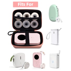 Phomemo Label Printer Case Hard Carry Case Compatible D30/Q30S/D35/M110 Label Printer, Label Maker Labeler Storage Holder,Pink