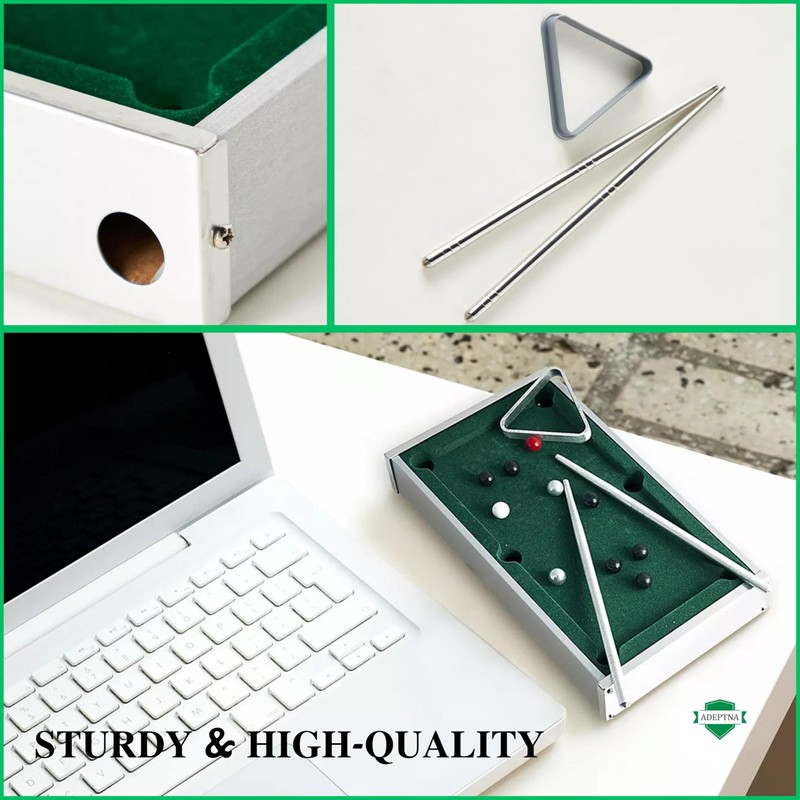 ADEPTNA Desktop Mini Pool Table Game Set Compact Tabletop Billiards
