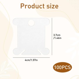 HFMYGS 100 pezzi di carta di filo da ricamo, carta di seta di plastica, bobbins, thread Cards, per ricamo a punto croce, organizer per filati da ricamo, bobine di filo per fai da te (bianco)