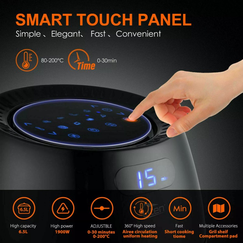 UTEN Large Air Fryer 1700W 6.9QT Oven Digital Touch Screen