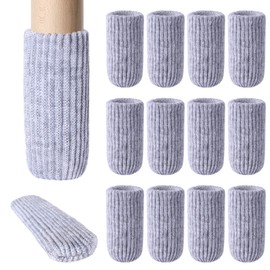 32 PCs Furniture Leg Socks - High Elastic Knitted Chair Leg Floor Protectors, Thickening Gray Chair Leg Covers Set, Move Easily and Reduce Noise