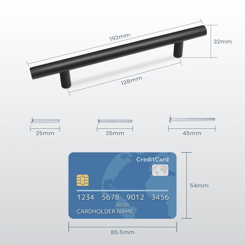 Probrico Black Stainless Steel Kitchen Cabinet T Bar Handle Diameter