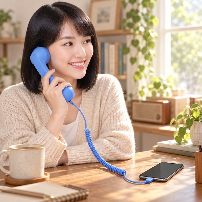 USB-C Retro Telephone Handset for Mobile Calls – Plug-and-Play Wired