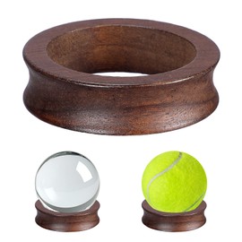 JUXYES Wooden Sphere Holder Display Stand, 3 Pack Small Wood Crystal Ball Stand, Simple Round Display Easel Stands for Crystal Balls, Baseball, Tennis Ball, Stones, Gemstones, Collections, 45mm