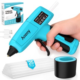 AOZOY Hot Glue Gun Cordless - USB Rechargeable 4000mAh Wireless Mini Glue Gun with 25Pcs Glue Sticks Set, Heating Fast & Smart Power-Off for Crafts DIY Arts Home Repairs Blue
