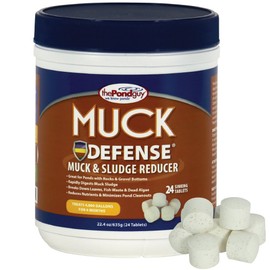 The Pond Guy Muck Defense, Natural Sludge Control Treatment, Water Garden Mud Digester & Odor Remover, Fish, Bird & Pet Safe, Easy Dosing, 24 Tablets