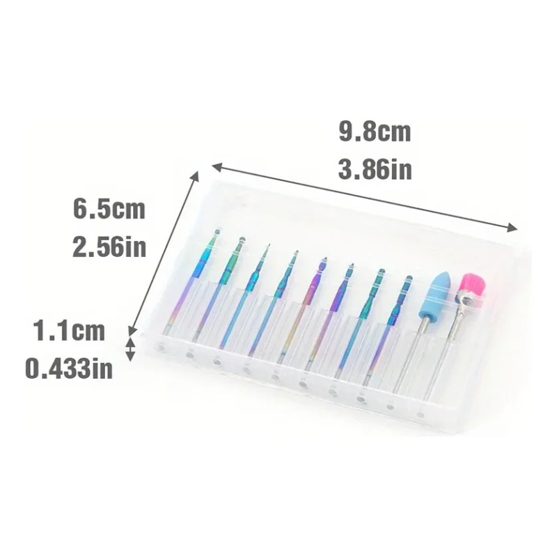 Kit Manicura Profesional Uña Pedicure Fresa Broca 10pzs Fresa Broca