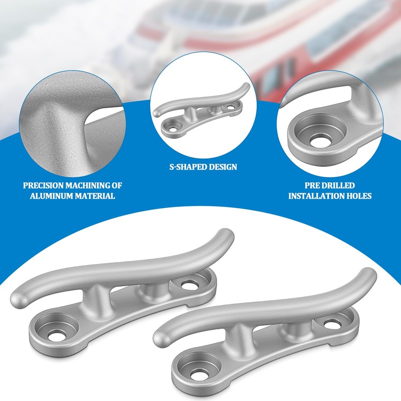 4 Pack S-Style Dock Cleat 10 Inches Aluminum Boat Mooring