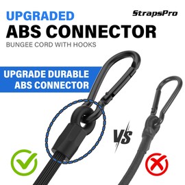 Bungee Cords with Hooks, Upgrade 12 inch Bungee Cords with Carabiner Hooks Outdoor, Heavy Duty Black High Strength Strong Elastic Bungee Cord Rope with Clips On Both Ends for Camping, Bike, 6 Pack