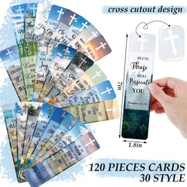 120 Pieces Bible Verses Bookmarks with Hollow Cross for Women Scripture Bookmarks Christian Book Markers for Women Men Church Gifts Supplies (Landscape)