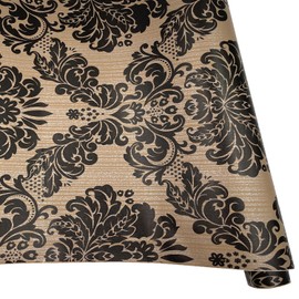 Yifely SimpleLife4U Black Damask Self-Adhesive Shelf Drawer Liner PVC Tabletop Protect Paper 45x300cm