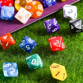 TecUnite 25 Pieces Polyhedral Dice Set with Black Pouch for Other Table Activities with Random Multi Colored Assortment(Transparent Mixed Color,10 Sides)