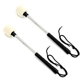 Gizhome 2 Pieces Bass Drum Mallet with Wool Felt Head Instrument Percussion Accessory for Marching Band Bass Drum, Beige White