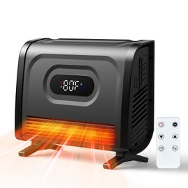 Air Choice Infrared Space Heater with Attachable Feet, 1500W Wall Heater with Adjustable Thermostat, Remote, 12H Timer, Safety Child Lock, Easy-Mount, Ideal for Indoor Use, Garage, Basement, Bathroom