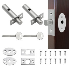 Hidden Internal Door Lock with Star Key, 2 Pairs Mortice Lock, Door Locks for Internal Doors, Star Key Locks, Dead Bolt for Bedroom Doors, Bedroom Security Bolt, Security Deadbolt with Matching Screws