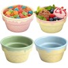 Toyosport 4 Pcs Ice Cream Design Bowls, Waffle Textured Ceramic