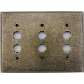 Classic Accents Aged Antique Brass 3 Gang Push Button Switch Wall Plate