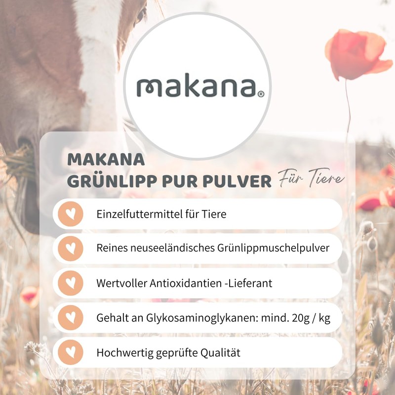 Makana Green lipp 100% Pure, Green-Lipped Mussel Concentrate (Powder), 100g