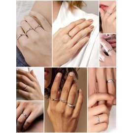 Silvora 925 Sterling Silver Women's Ring, Polished / Faceted Prism Cut Thin Rings, Stackable Engagement Rings, Friendship Rings and Partner Rings, Size 4-12, Silver, polished