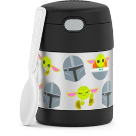 Thermostat Kids Vacuum Insulated Food Jar with Spoon, Mandalorian, 10 Ounce, Stainless Steel