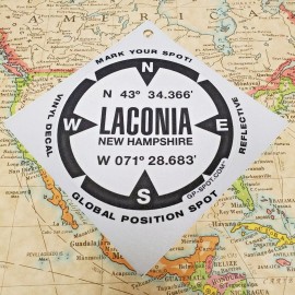 Laconia, New Hampshire GPS Sticker - Reflective Vinyl GPS Marker Decal