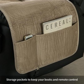 STONECREST Non Slip Recliner Chair Cover - Corduroy Cotton Face Recliner Slipcover Stay in Place (Taupe, Recliner 23" Regular)