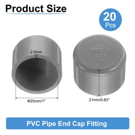 sourcing map 20 Pcs PVC Pipe End Cap Fitting, 25mm/1" ID Furniture Grade Pipe End Cap Plug Adapter Pipe Plug Socket Fittings for Sewer Drain Pipe Connections, DIY Garden Shelf, Grey