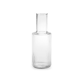 H&H Bottiglia Epoque in Vetro Trasparente Rigato, Capacità 0,85L, Elegante e Versatile, Idonea al Lavaggio in Lavastoviglie