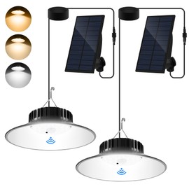 NATPOW Solar Hanging Light with Motion Sensor, Solar Lights for Outdoor Hanging with 3 Colours/3 Modes, IP65 Waterproof Solar Pendant Light, Hanging Lights for Garden, Patio, Walkways, Pack of 2