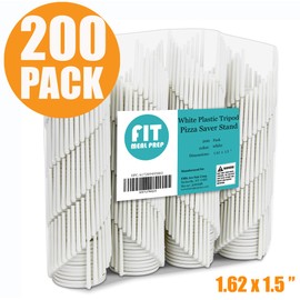 Fit Meal Prep [200 Pack] Pizza Saver Stand - White Plastic Tripod Stack for Restaurant Container, Catering boxes and Food Take Out Service