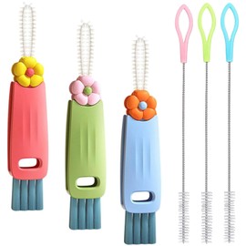 Jemanton 3 in 1 Cup Lid Cleaning Brush, Crevice Cleaner Brush Set for Water Bottle, Multifunctional Portable Straw Cleaner for Cup Lid Gap 3Pack