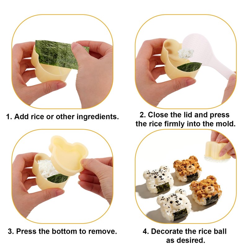 7pcs Rice Ball Mold Kit, Musubi Maker Set Shake Rice