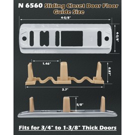 IWIWE N 6560 Sliding Closet Door Floor Guide Kit Compatible with Prime-Line N 6560 Stamped Steel Closet Door Guides for Floor Fits 3/4" to 1-3/8" Doors (Brown-4 Pack)